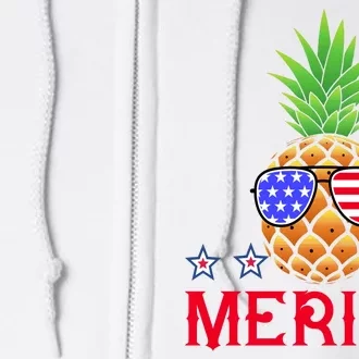 Merica Pineapple Shade Stars And Stripes Funny 4th Of July USA Full Zip Hoodie