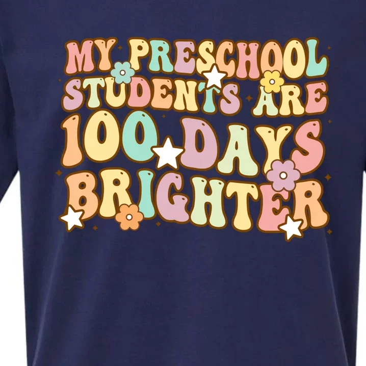 My Preschool Students Are 100 Days Brighter Teacher Meaningful Gift Sueded Cloud Jersey T-Shirt