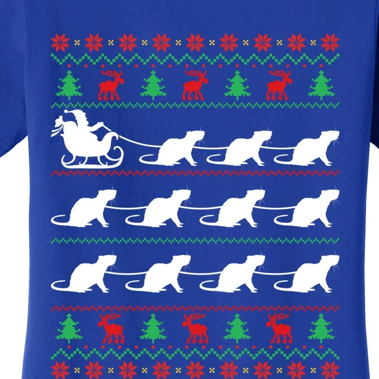 Mouse Pulls Santa Sleigh Christmas Mouse Lover Xmas Gift Women's T-Shirt