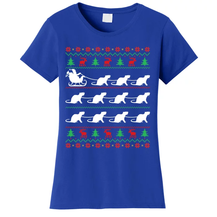 Mouse Pulls Santa Sleigh Christmas Mouse Lover Xmas Gift Women's T-Shirt