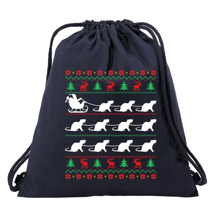 Mouse Pulls Santa Sleigh Christmas Mouse Lover Xmas Gift Drawstring Bag