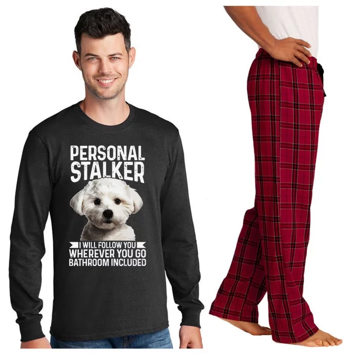 Maltese Personal Stalker Funny Cute Dog Maltese Mom Long Sleeve Pajama Set