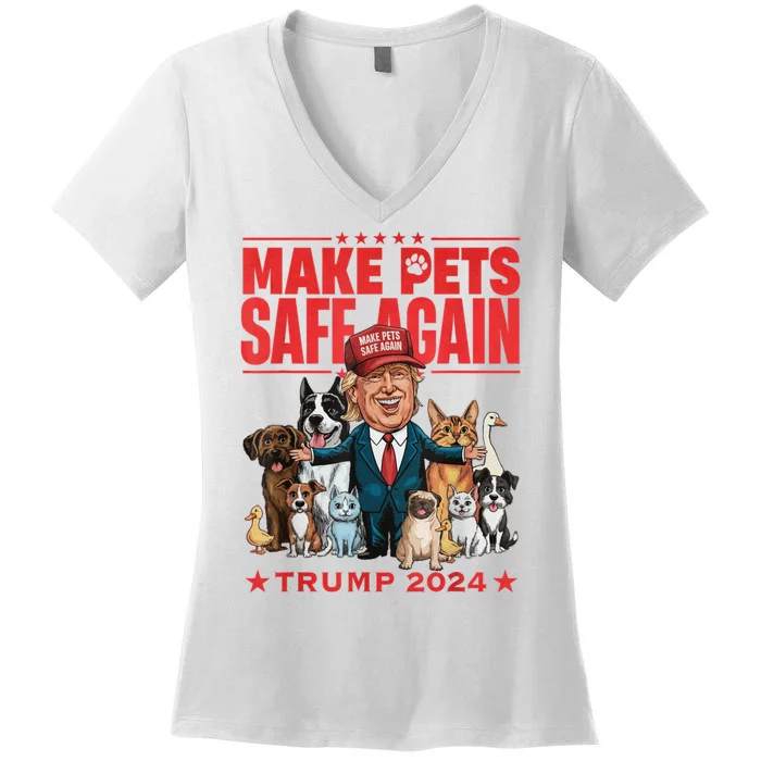 Make Pets Safe Again Trump 2024 Save Our Pets Women's V-Neck T-Shirt