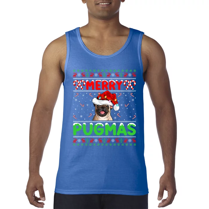 Merry Pugmas Santa Pug Dog Xmas Lighting Ugly Pug Christmas Meaningful Gift Tank Top