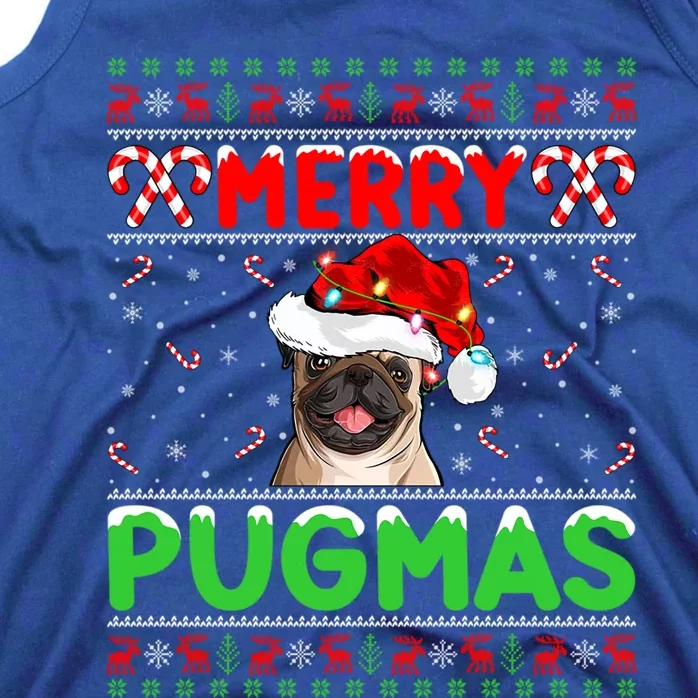 Merry Pugmas Santa Pug Dog Xmas Lighting Ugly Pug Christmas Meaningful Gift Tank Top