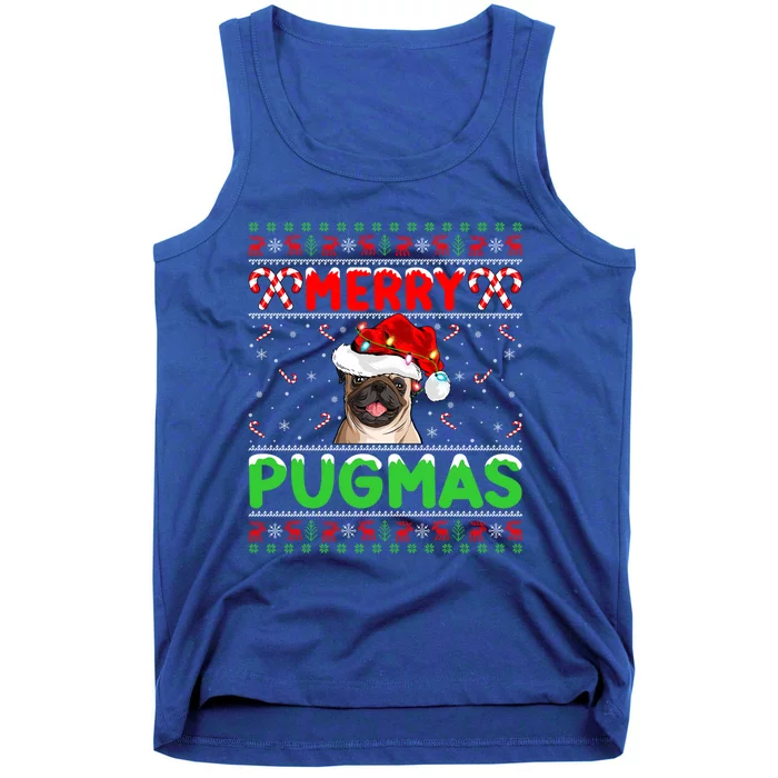 Merry Pugmas Santa Pug Dog Xmas Lighting Ugly Pug Christmas Meaningful Gift Tank Top