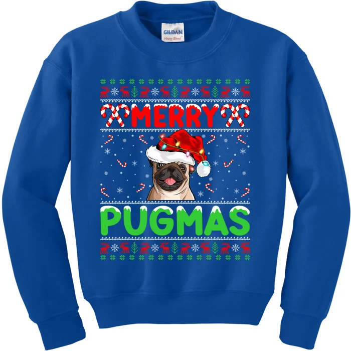 Merry Pugmas Santa Pug Dog Xmas Lighting Ugly Pug Christmas Meaningful Gift Kids Sweatshirt