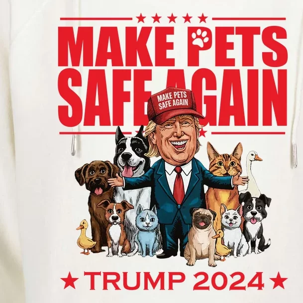 Make Pets Safe Again Trump 2024 Funny Cartoon Womens Funnel Neck Pullover Hood