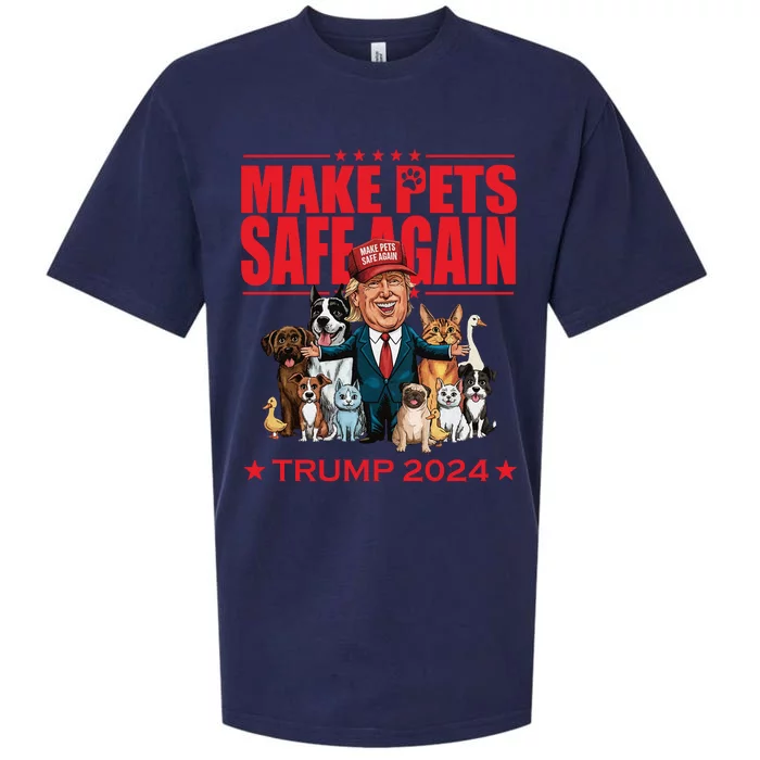 Make Pets Safe Again Trump 2024 Funny Cartoon Sueded Cloud Jersey T-Shirt