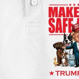 Make Pets Safe Again Trump 2024 Funny Cartoon Dry Zone Grid Performance Polo