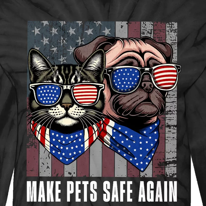 Make Pets Safe Again Trump Harris Debate Eating The Dogs Cat Tie-Dye Long Sleeve Shirt