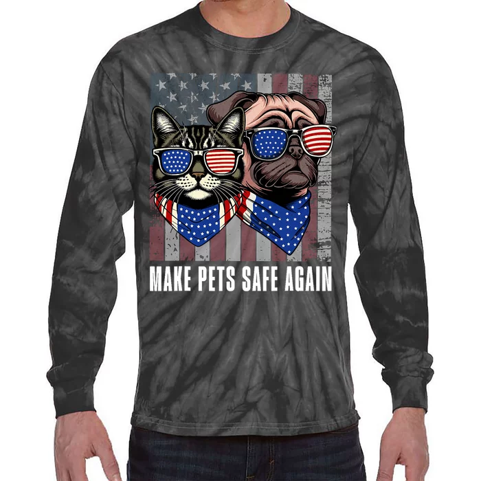 Make Pets Safe Again Trump Harris Debate Eating The Dogs Cat Tie-Dye Long Sleeve Shirt