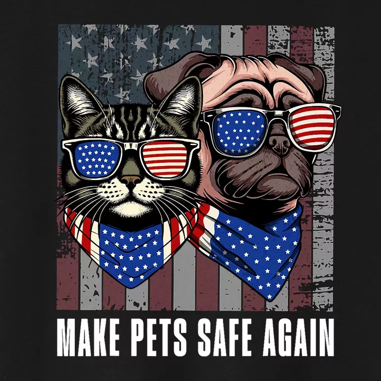 Make Pets Safe Again Trump Harris Debate Eating The Dogs Cat Women's Crop Top Tee