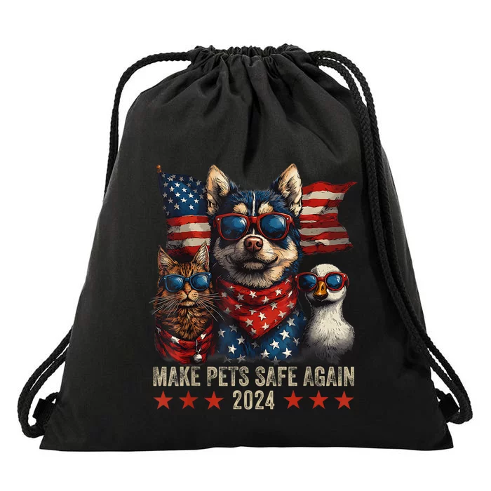 Make Pets Safe Again Trump 2024 Save Our Pets Drawstring Bag