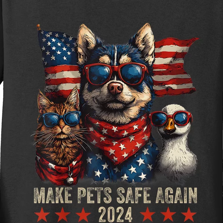 Make Pets Safe Again Trump 2024 Save Our Pets Kids Long Sleeve Shirt