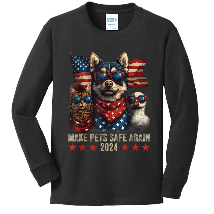 Make Pets Safe Again Trump 2024 Save Our Pets Kids Long Sleeve Shirt