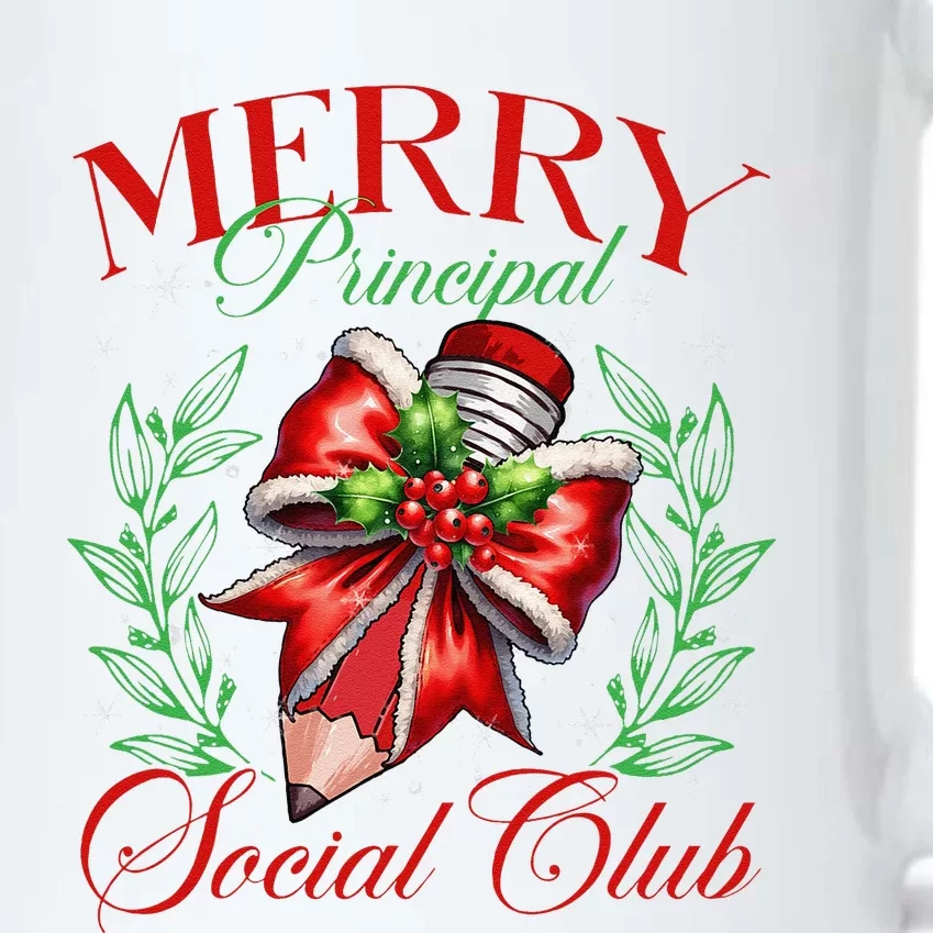 Merry Principal Social Club Pencil Coquette Bow Teacher Xmas Black Color Changing Mug