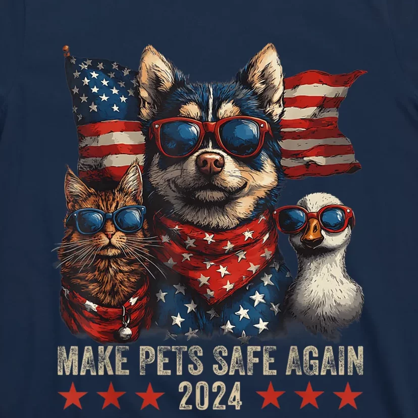 Make Pets Safe Again Trump 2024 Save Our Pets America Grunged Flag T-Shirt