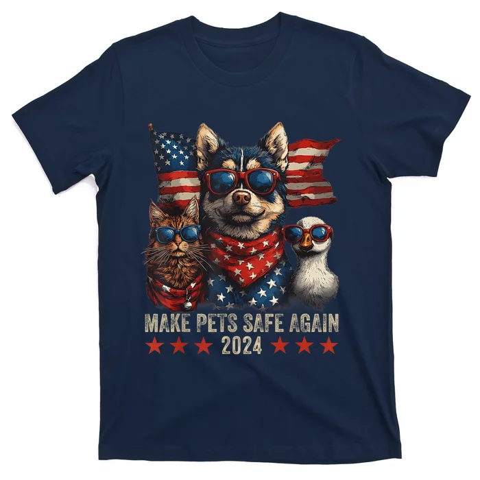 Make Pets Safe Again Trump 2024 Save Our Pets America Grunged Flag T-Shirt