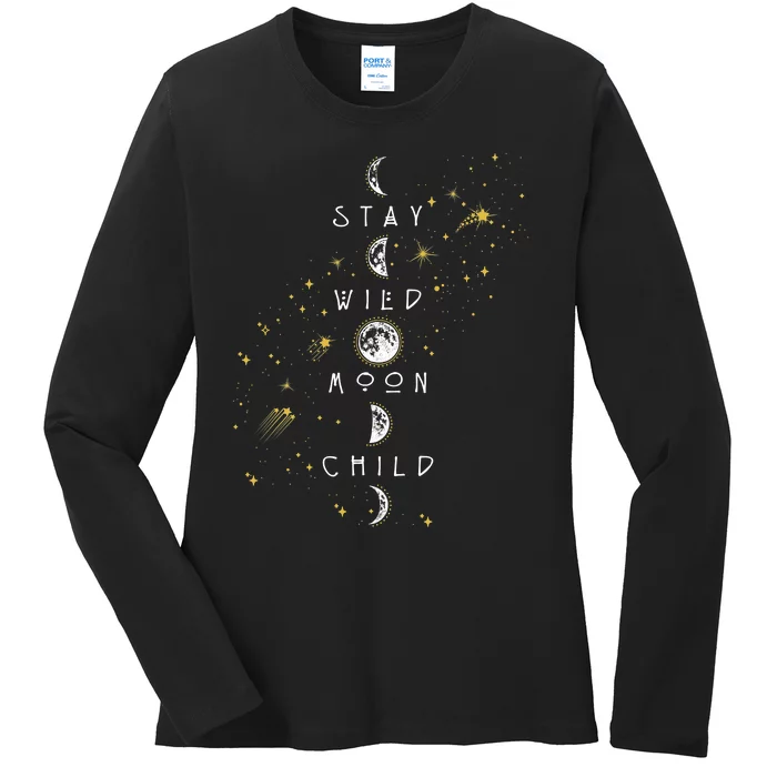 Moon Phase Stay Wild Moon Child Gift Idea Ladies Long Sleeve Shirt