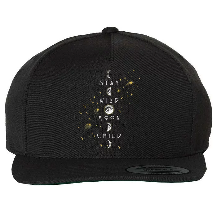 Moon Phase Stay Wild Moon Child Gift Idea Wool Snapback Cap