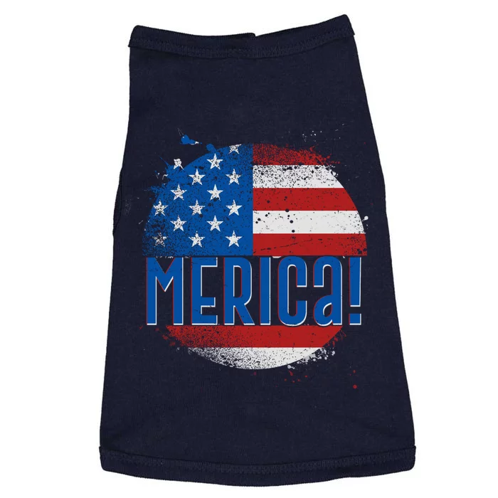 Merica Paint Splatter American USA Flag Doggie Tank