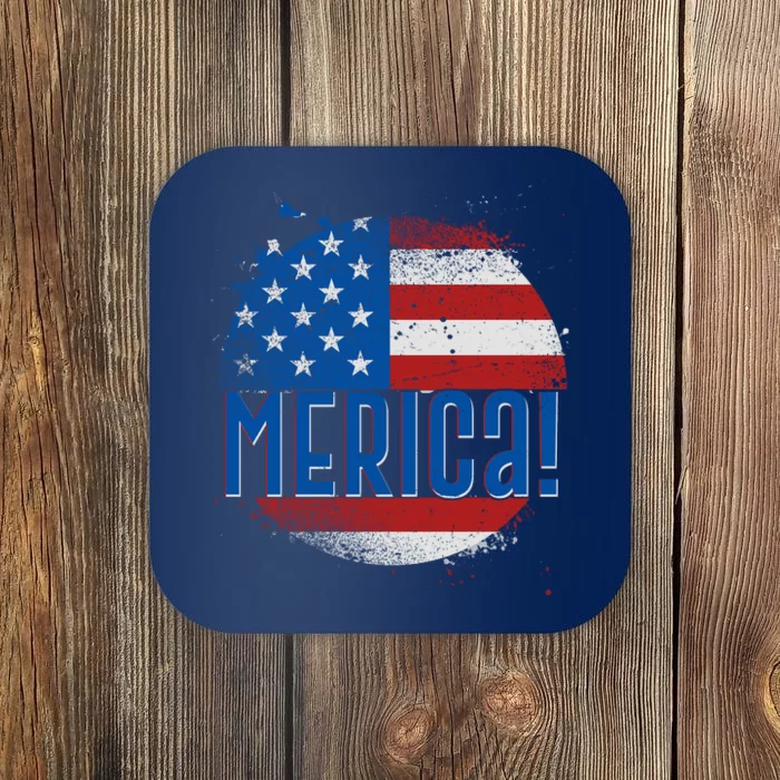 Merica Paint Splatter American USA Flag Coaster