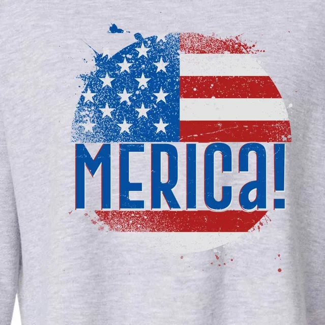 Merica Paint Splatter American USA Flag Cropped Pullover Crew