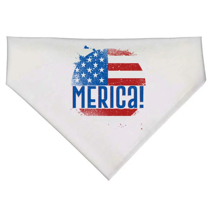 Merica Paint Splatter American USA Flag USA-Made Doggie Bandana