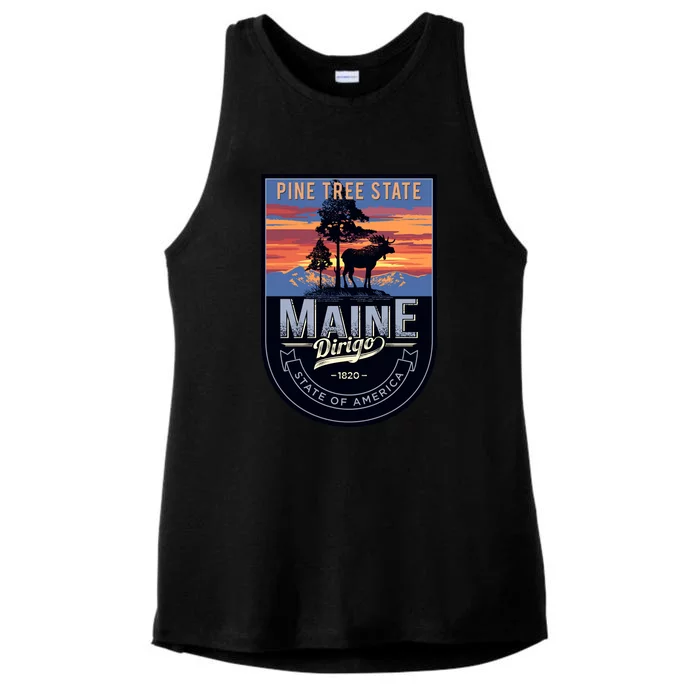 Main Pine Tree State Ladies Tri-Blend Wicking Tank