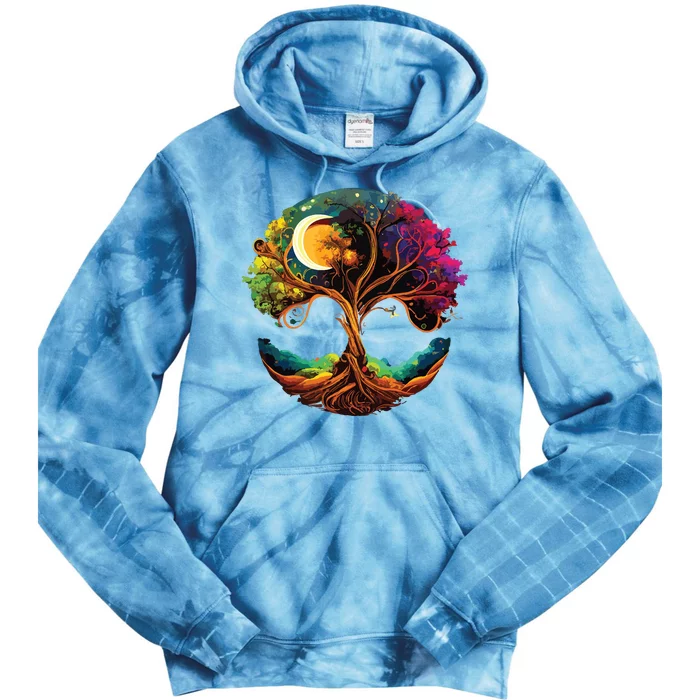 Moon Phases Tree Of Life Tie Dye Hoodie