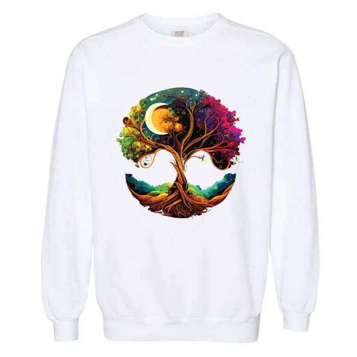 Moon Phases Tree Of Life Garment-Dyed Sweatshirt