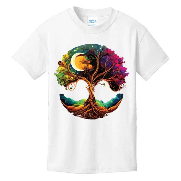 Moon Phases Tree Of Life Kids T-Shirt