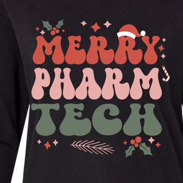 Merry Pharmacy Technologist Christmas Pharm Tech Xmas Party Gift Womens Cotton Relaxed Long Sleeve T-Shirt