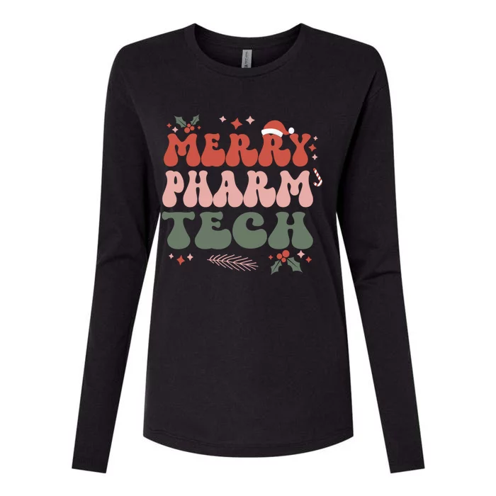 Merry Pharmacy Technologist Christmas Pharm Tech Xmas Party Gift Womens Cotton Relaxed Long Sleeve T-Shirt