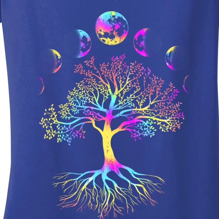 Moon Phases Tree Of Life Cool Gift Women's V-Neck T-Shirt