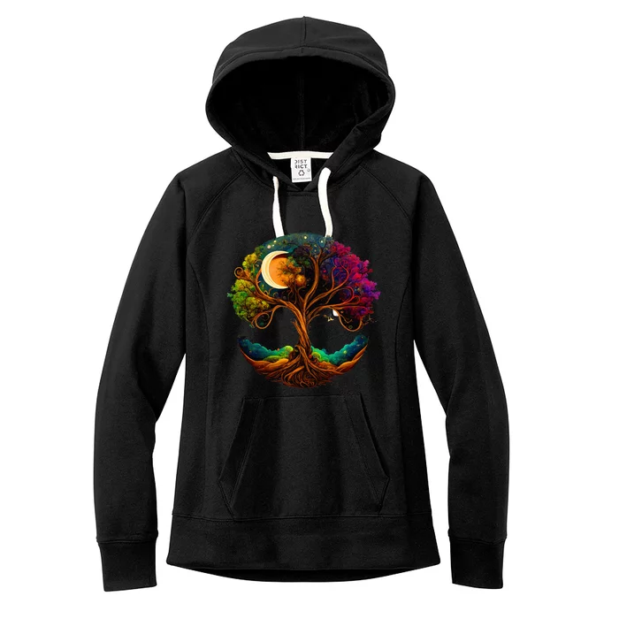 Moon Phases Tree Of Life Women's Fleece Hoodie