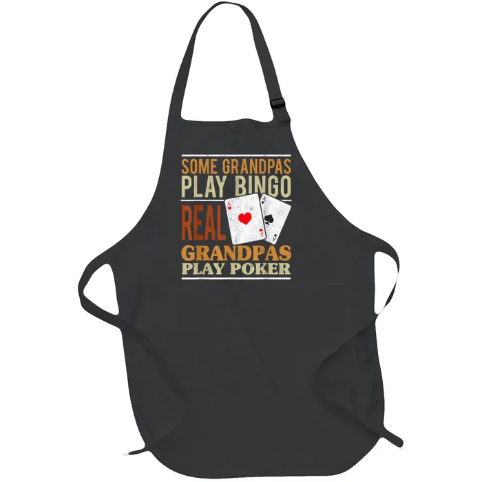 Mens Poker Texas Holdem Real Grandpas Play Poker Funny Granddad Full-Length Apron With Pocket