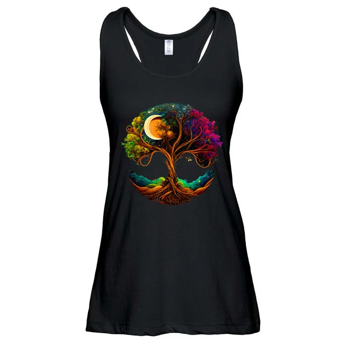 Moon Phases Tree Of Life Ladies Essential Flowy Tank