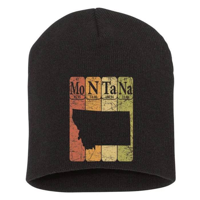 Montana Periodic Table Elements State Of Montana Map Retro Short Acrylic Beanie