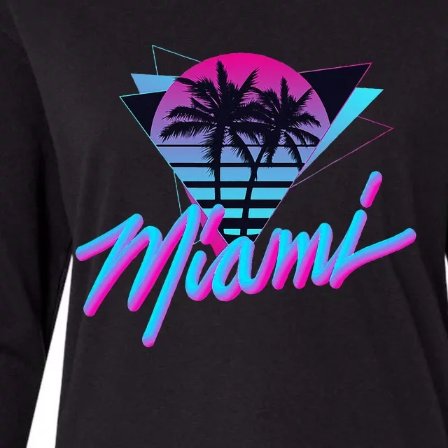 Miami Palm Trees Vaperwave Synthwave 80s Style Retro Womens Cotton Relaxed Long Sleeve T-Shirt