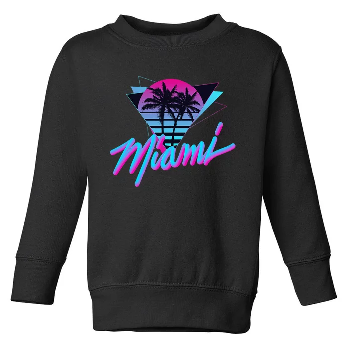 Miami Palm Trees Vaperwave Synthwave 80s Style Retro Toddler Sweatshirt