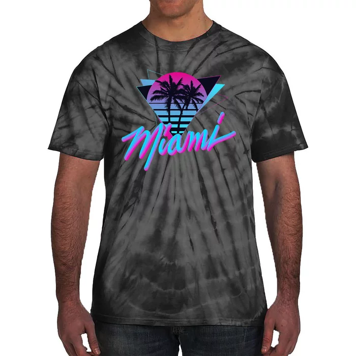 Miami Palm Trees Vaperwave Synthwave 80s Style Retro Tie-Dye T-Shirt