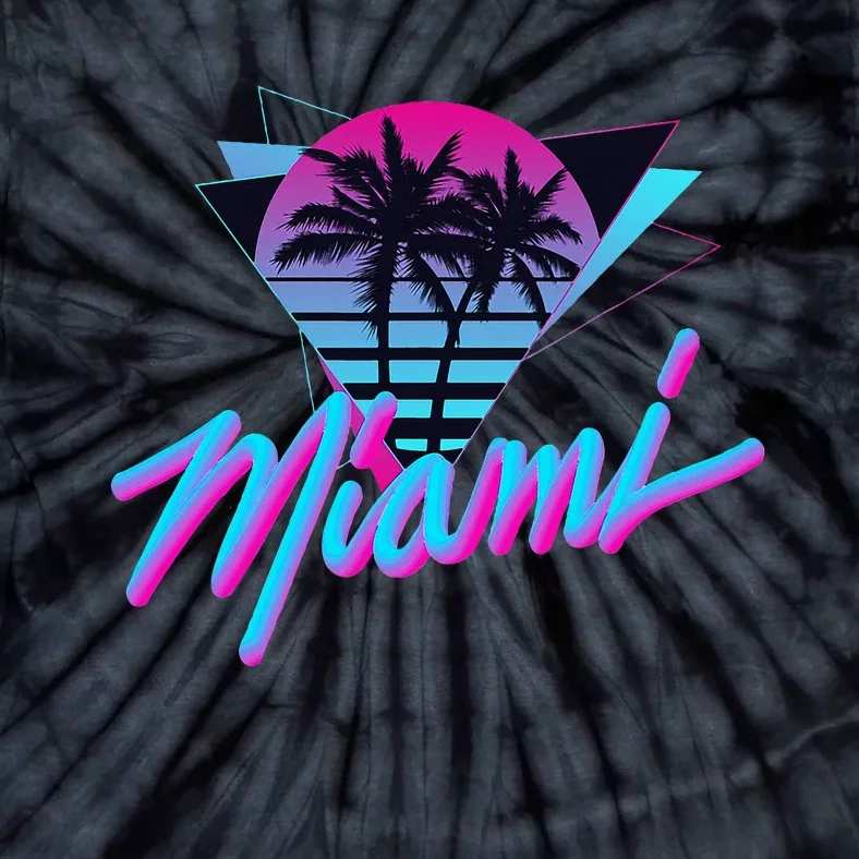 Miami Palm Trees Vaperwave Synthwave 80s Style Retro Tie-Dye T-Shirt