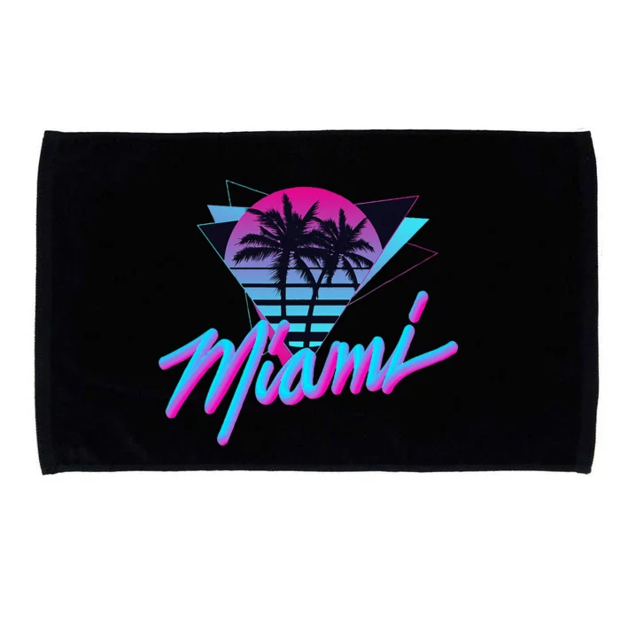 Miami Palm Trees Vaperwave Synthwave 80s Style Retro Microfiber Hand Towel