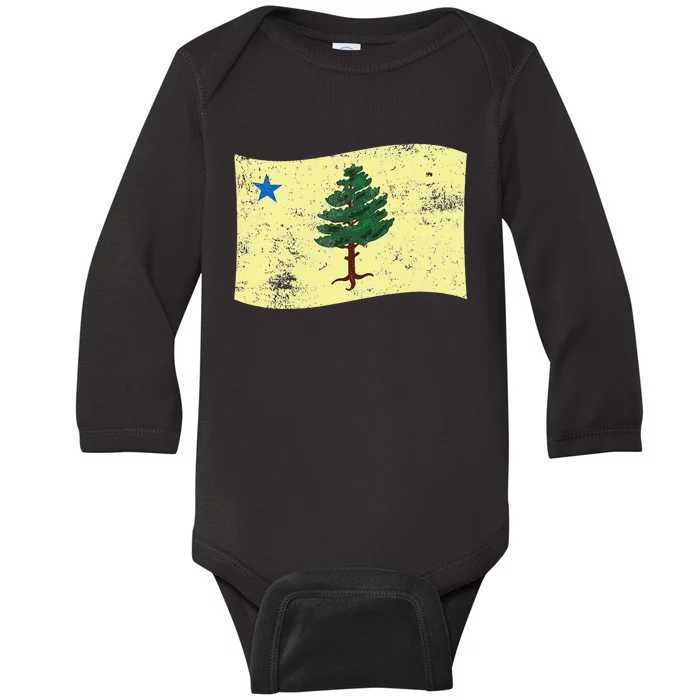 Maine Pine Tree Flag 1901 – First State Flag Baby Long Sleeve Bodysuit