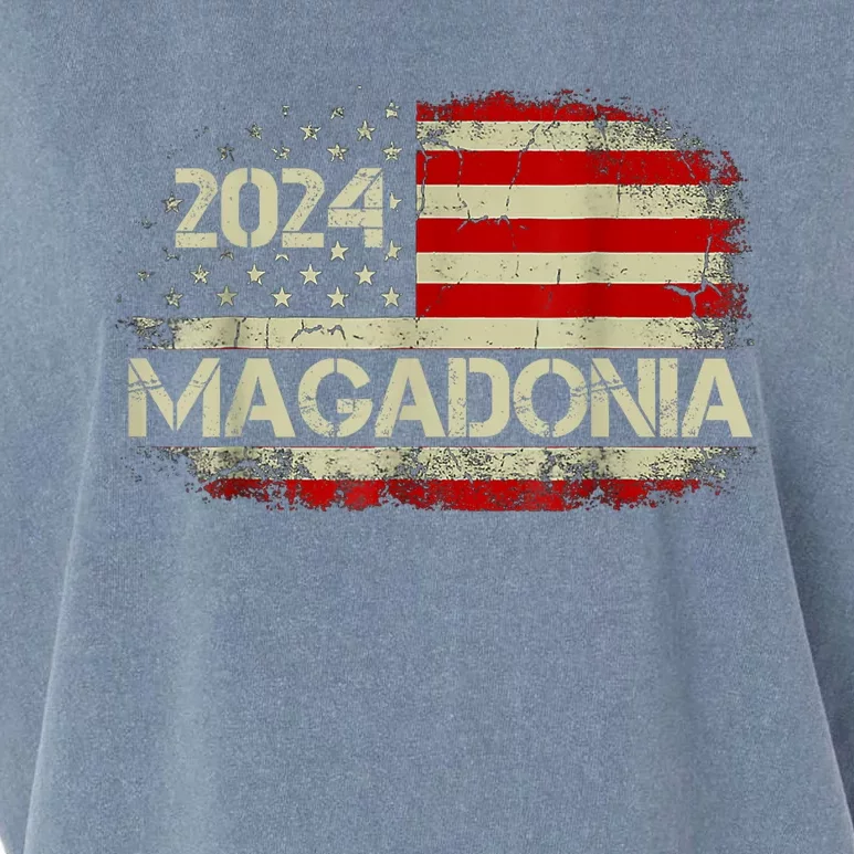 Magadonian Proud Trump We The People Magadonia 2024 US Flag Garment-Dyed Women's Muscle Tee