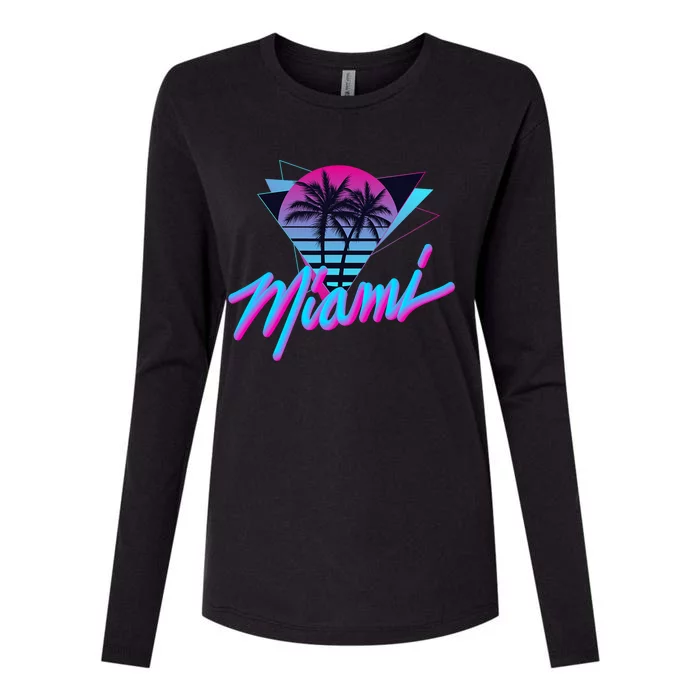 Miami Palm Trees Vaperwave Synthwave 80s Style Retro Womens Cotton Relaxed Long Sleeve T-Shirt