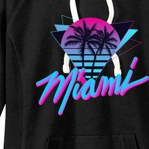 Miami Palm Trees Vaperwave Synthwave 80s Style Retro Women's Fleece Hoodie