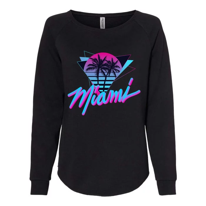 Miami Palm Trees Vaperwave Synthwave 80s Style Retro Womens California Wash Sweatshirt